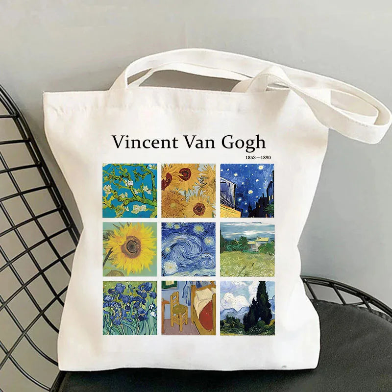 Vincent Van Gogh Capacious Tote Bag, Casual Portable Shoulder Bag ,Lightweight Shopping Bag, Big Reusable Canvas Bag