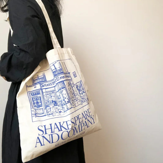 Women Canvas Shoulder Bag Shakespeare Print Ladies Shopping Bags Cotton Cloth Fabric Grocery Handbags Tote Books Bag For Girls